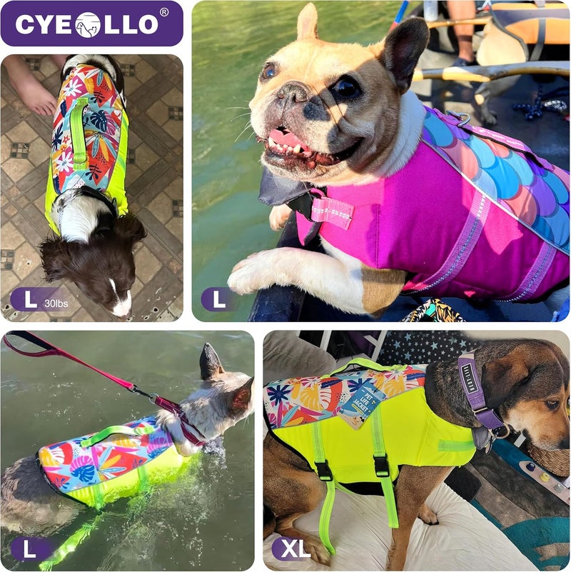 cyeollo Store Dog Life Jacket Reflective Mermaid Dog Life Vest for Swimming Boating, High Buoyancy Pet Life Preserver Lightweight Small Medium Large Dogs Lifejackets with Front Float, Pink L - Image 5